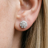 White gold Round Cluster Diamond Stud Earrings with Prong Setting_5