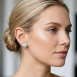 White gold Round Cluster Diamond Stud Earrings with Prong Setting_8