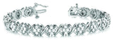 White gold Round Cluster Diamond Tennis Bracelet with X-Link Band and Four-Prong Setting