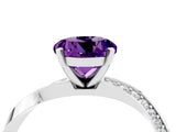 White gold Round Cut Amethyst Engagement Ring with Side Stone Accents and Four-Prong Setting_28