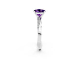 White gold Round Cut Amethyst Engagement Ring with Side Stone Accents and Four-Prong Setting_29