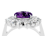 White gold Round Cut Amethyst Floral Double Halo Engagement Ring with Prong Setting_106