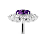 White gold Round Cut Amethyst Floral Double Halo Engagement Ring with Prong Setting_65