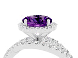 White gold Round Cut Amethyst Halo Ring with Round Split Shank and Prong Setting_64