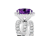 White gold Round Cut Amethyst Halo Ring with Round Split Shank and Prong Setting_65