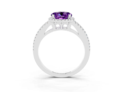 White gold Round Cut Amethyst Halo Split Shank Engagement Ring_15