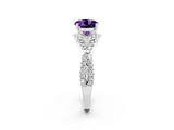 White gold Round Cut Amethyst Halo Twist Band Solitaire Prong Setting Ring_2