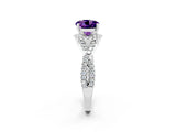 White gold Round Cut Amethyst  Halo Twist Band Solitaire Prong Setting Ring_26