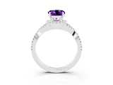White gold Round Cut Amethyst  Halo Twist Band Solitaire Prong Setting Ring_27