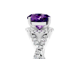 White gold Round Cut Amethyst  Halo Twist Band Solitaire Prong Setting Ring_29