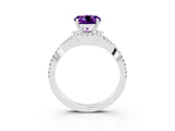 White gold Round Cut Amethyst Halo Twist Band Solitaire Prong Setting Ring_3