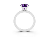 White gold Round Cut Amethyst Milgrain Pavé Engagement Ring with Four-Prong Setting_3