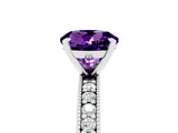 White gold Round Cut Amethyst Milgrain Pavé Engagement Ring with Four-Prong Setting_5