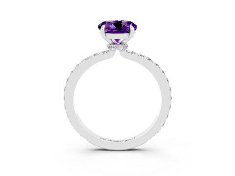 White gold Round Cut Amethyst Pavé Engagement Ring with Round  Accents and Prong Setting_27