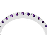 White gold Round Cut Amethyst Pavé Set Thin Band_4