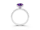 White gold Round Cut Amethyst Pave Band Solitaire Ring with Four-Prong Setting_27