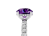 White gold Round Cut Amethyst Pave Band Solitaire Ring with Four-Prong Setting_29