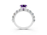 White gold Round Cut Amethyst Prong Setting with Side Stones on a Pave Band_3