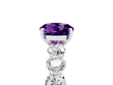 White gold Round Cut Amethyst Prong Setting with Side Stones on a Pave Band_5