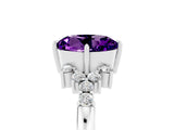 White gold Round Cut Amethyst Ring with Side Stones and Four-Prong Setting_41