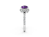 White gold Round Cut Amethyst Scalloped Halo Engagement Ring with Round Shared Prong Band_26