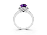 White gold Round Cut Amethyst Scalloped Halo Engagement Ring with Round Shared Prong Band_27