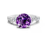 White gold Round Cut Amethyst Scattered Round Accent Ring with Prong Setting_24