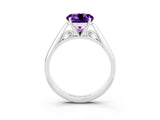 White gold Round Cut Amethyst Solitaire Engagement Ring with Cathedral Setting and Four-Prong Mount_33