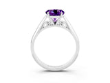 White gold Round Cut Amethyst Solitaire Engagement Ring with Cathedral Setting and Four-Prong Mount_39