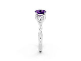 White gold Round Cut Amethyst Solitaire Engagement Ring with Celtic Knot Band and Four-Prong Setting_2