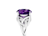 White gold Round Cut Amethyst Solitaire Engagement Ring with Celtic Knot Band and Four-Prong Setting_5
