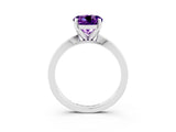 White gold Round Cut Amethyst Solitaire Engagement Ring with Classic Band and Four-Prong Setting_27
