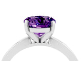 White gold Round Cut Amethyst Solitaire Engagement Ring with Classic Band and Four-Prong Setting_28