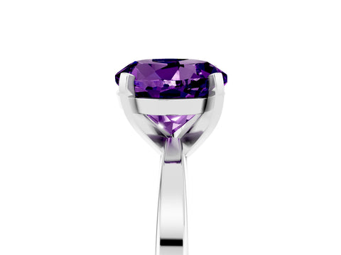 White gold Round Cut Amethyst Solitaire Engagement Ring with Classic Band and Four-Prong Setting_29