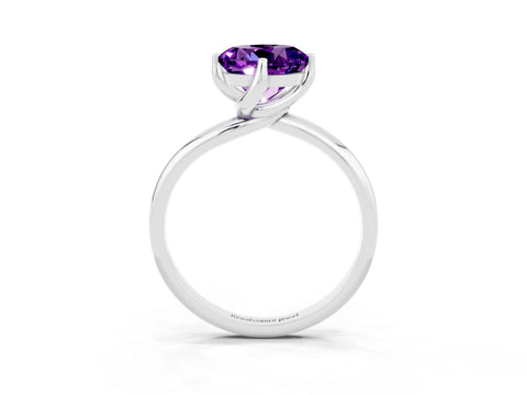 White gold Round Cut Amethyst Solitaire Engagement Ring with Four-Prong Setting and Classic Band_15