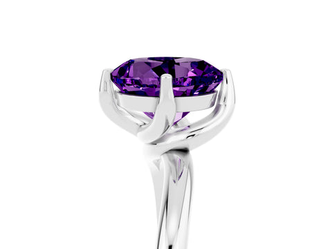 White gold Round Cut Amethyst Solitaire Engagement Ring with Four-Prong Setting and Classic Band_17