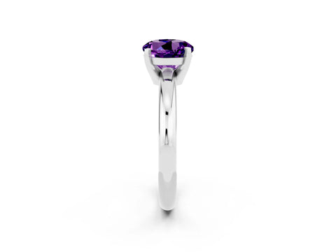 White gold Round Cut Amethyst Solitaire Engagement Ring with Round Band and Four-Prong Setting_2