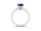 White gold Round Cut Amethyst Solitaire Engagement Ring with Round Band and Four-Prong Setting_3