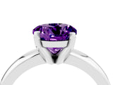 White gold Round Cut Amethyst Solitaire Engagement Ring with Round Band and Four-Prong Setting_4