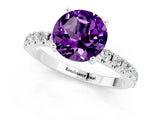 White gold Round Cut Amethyst Solitaire Pavé Band with Four-Prong Setting_1