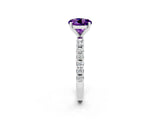 White gold Round Cut Amethyst Solitaire Pavé Band with Four-Prong Setting_2