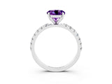 White gold Round Cut Amethyst Solitaire Pavé Band with Four-Prong Setting_3