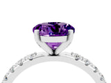 White gold Round Cut Amethyst Solitaire Pavé Band with Four-Prong Setting_4