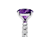 White gold Round Cut Amethyst Solitaire Pavé Band with Four-Prong Setting_5