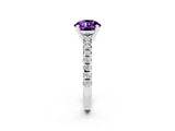 White gold Round Cut Amethyst Solitaire Pavé Engagement Ring with Round Band and Prong Setting_14