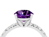 White gold Round Cut Amethyst Solitaire Pavé Engagement Ring with Round Band and Prong Setting_16