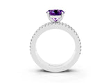 White gold Round Cut Amethyst Solitaire Ring with Pavé and Channel Set Band_3