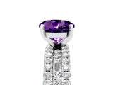 White gold Round Cut Amethyst Solitaire Ring with Pavé and Channel Set Band_5