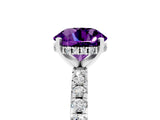 White gold Round Cut Amethyst Solitaire Ring with Round  Pavé Band and Four-Prong Setting_65