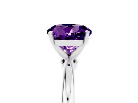 White gold Round Cut Amethyst Solitaire Ring with Six-Prong Setting and Classic Band_17